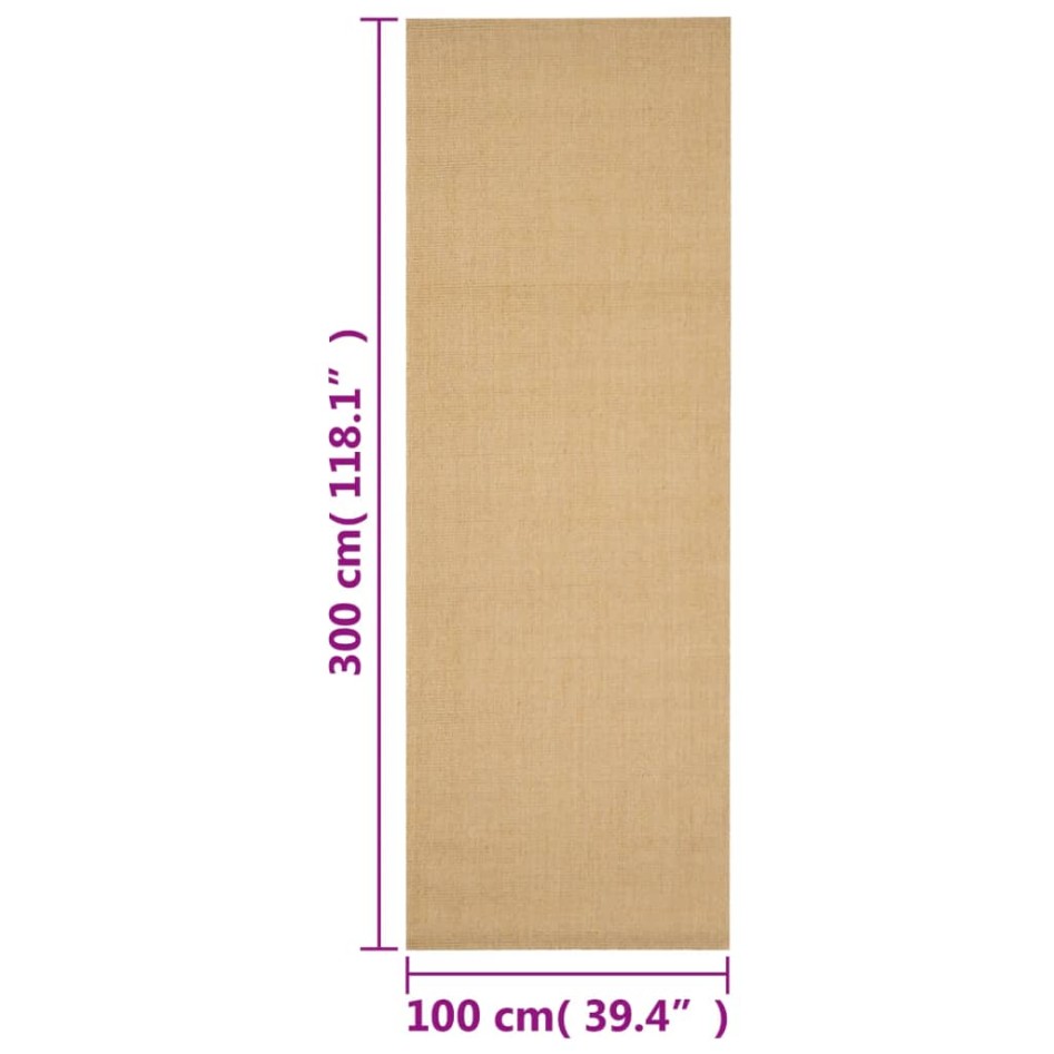 Alfombra de sisal natural 100x300
