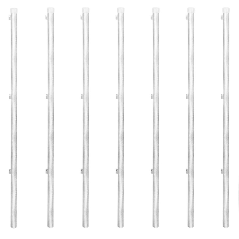 Valla de alambre y postes acero galvanizado plateado 15x1,25