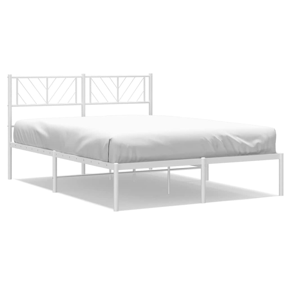 Estructura cama sin colchón con cabecero metal blanco