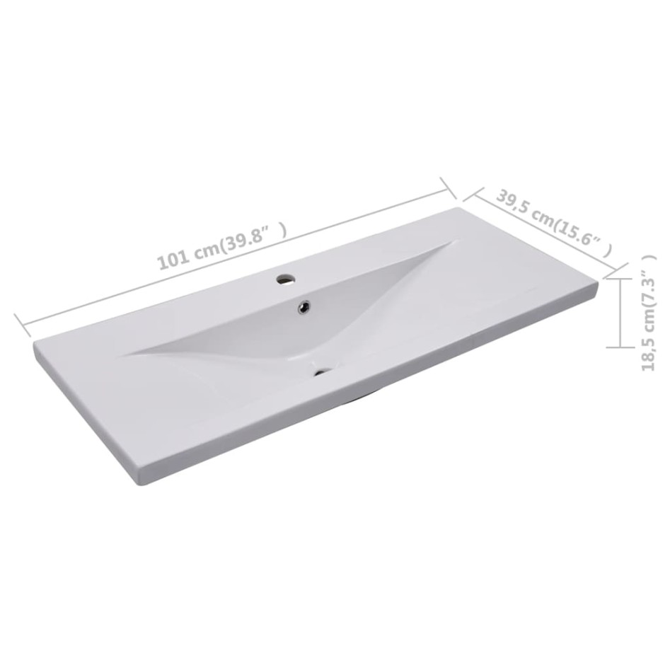 Lavabo encastrado de cerámica blanco 101x39,5x18,5