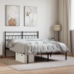 Estructura cama sin colchón con cabecero metal negro 160x200 cm