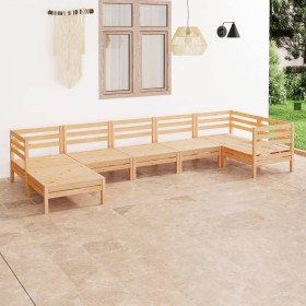 Juego de muebles de jardín 7 piezas madera maciza de