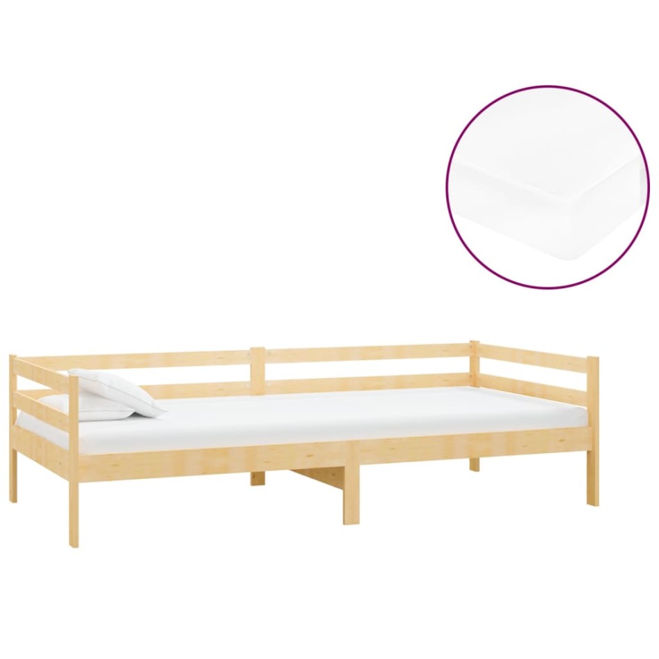 Sofá cama con colchón madera de pino maciza 90x200