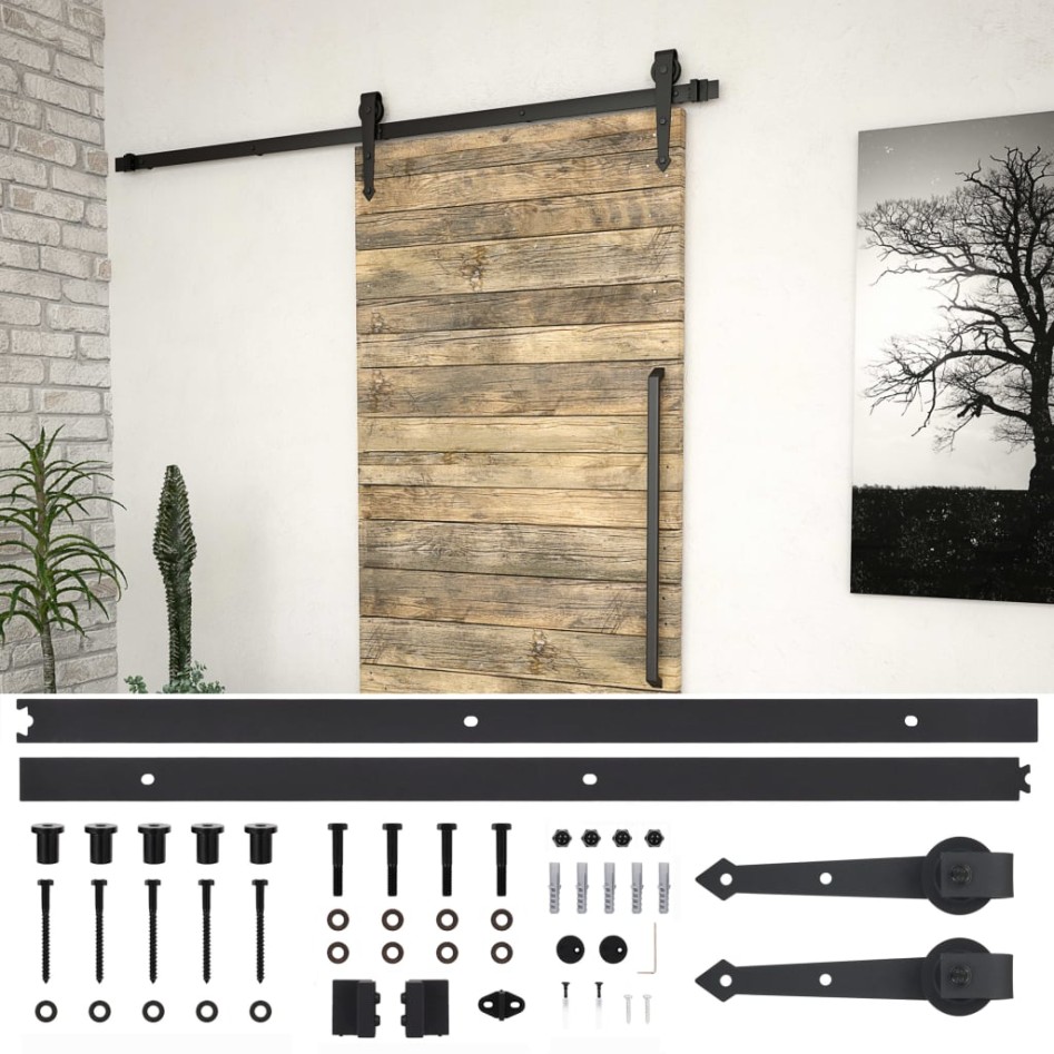Kit de herrajes para puertas correderas SKIEN acero negro