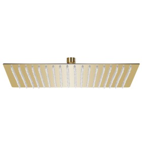 Cabezal ducha efecto lluvia acero inox cuadrado dorado 50x50