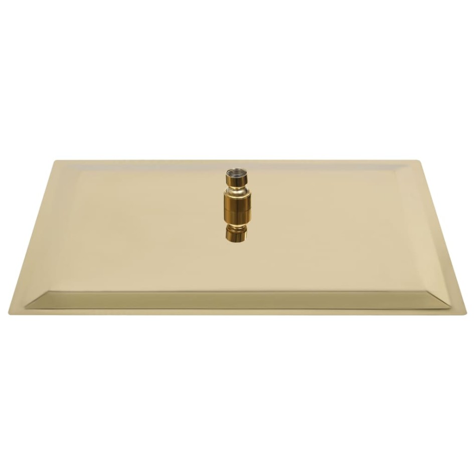 Cabezal ducha efecto lluvia acero inox cuadrado dorado 50x50