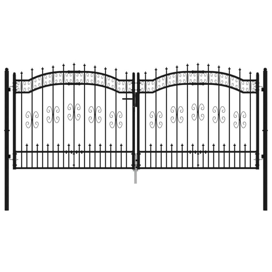 Puerta de valla punta lanza acero recubierto negro