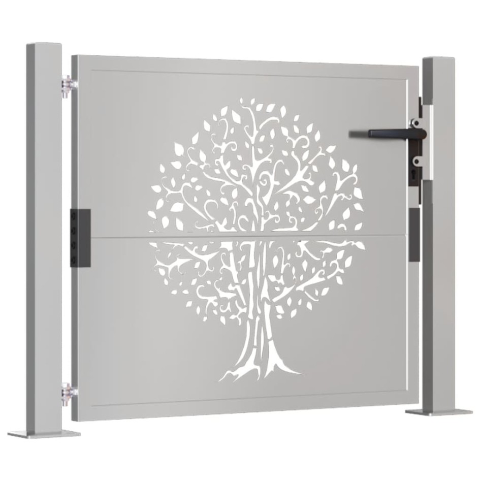 Puerta de jardín acero corten diseño árbol 105x105