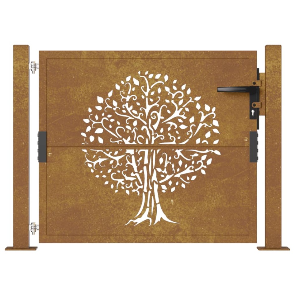 Puerta de jardín acero corten diseño árbol 105x105
