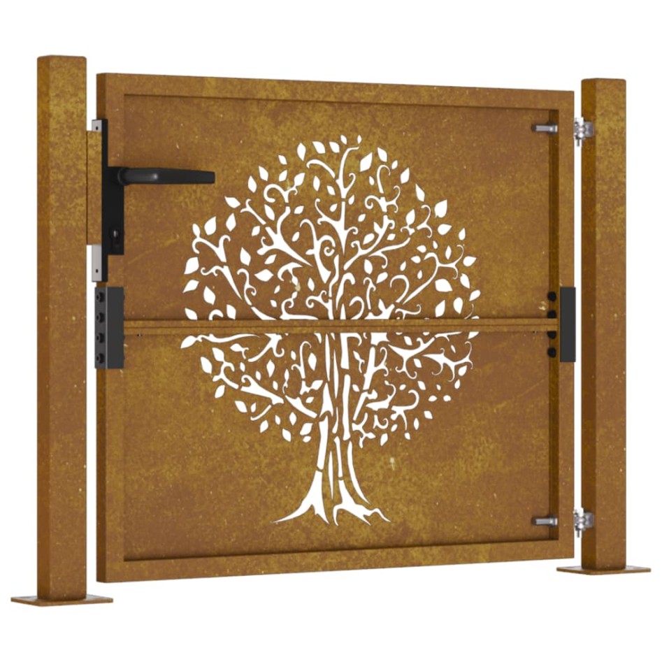Puerta de jardín acero corten diseño árbol 105x105