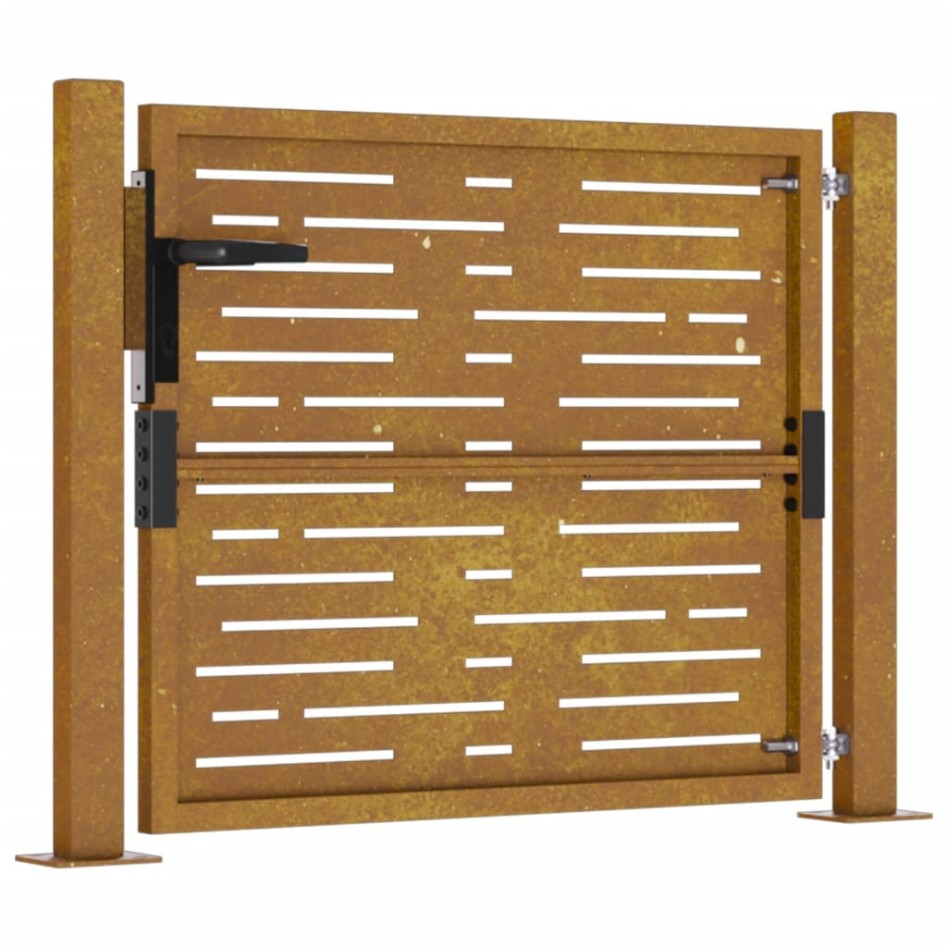 Puerta de jardín acero corten diseño cuadrado 105x80