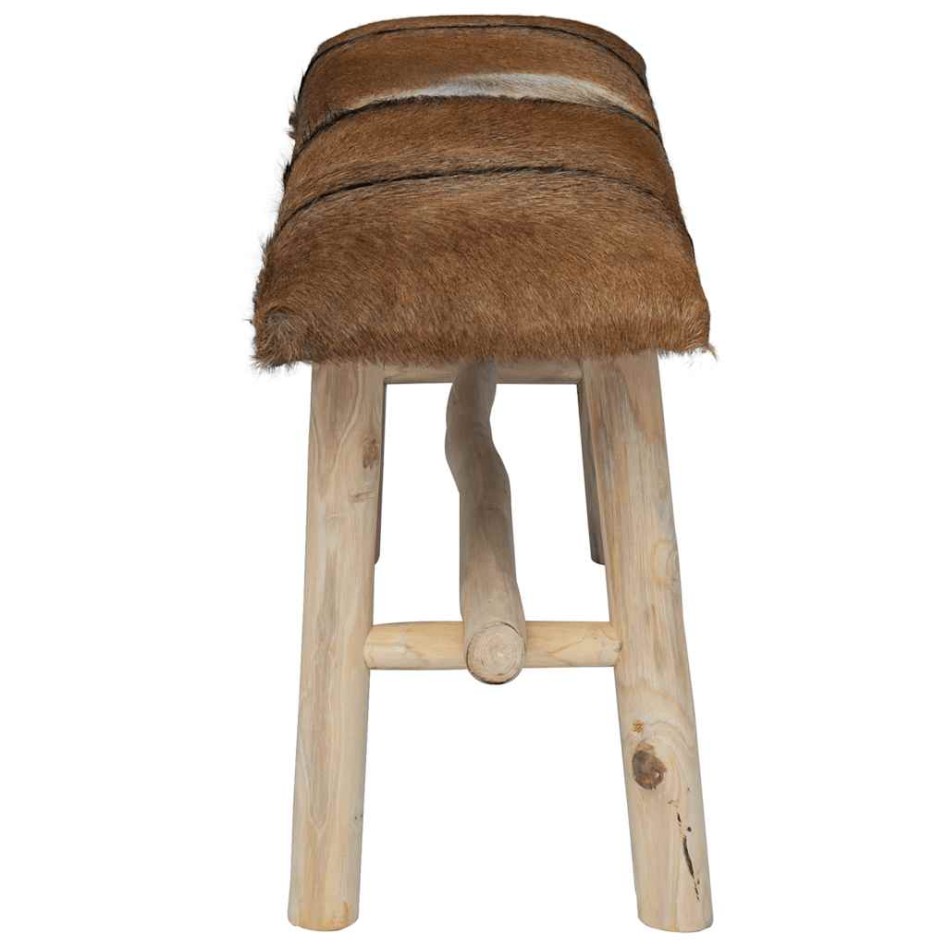 Banco de madera de teca con cuero