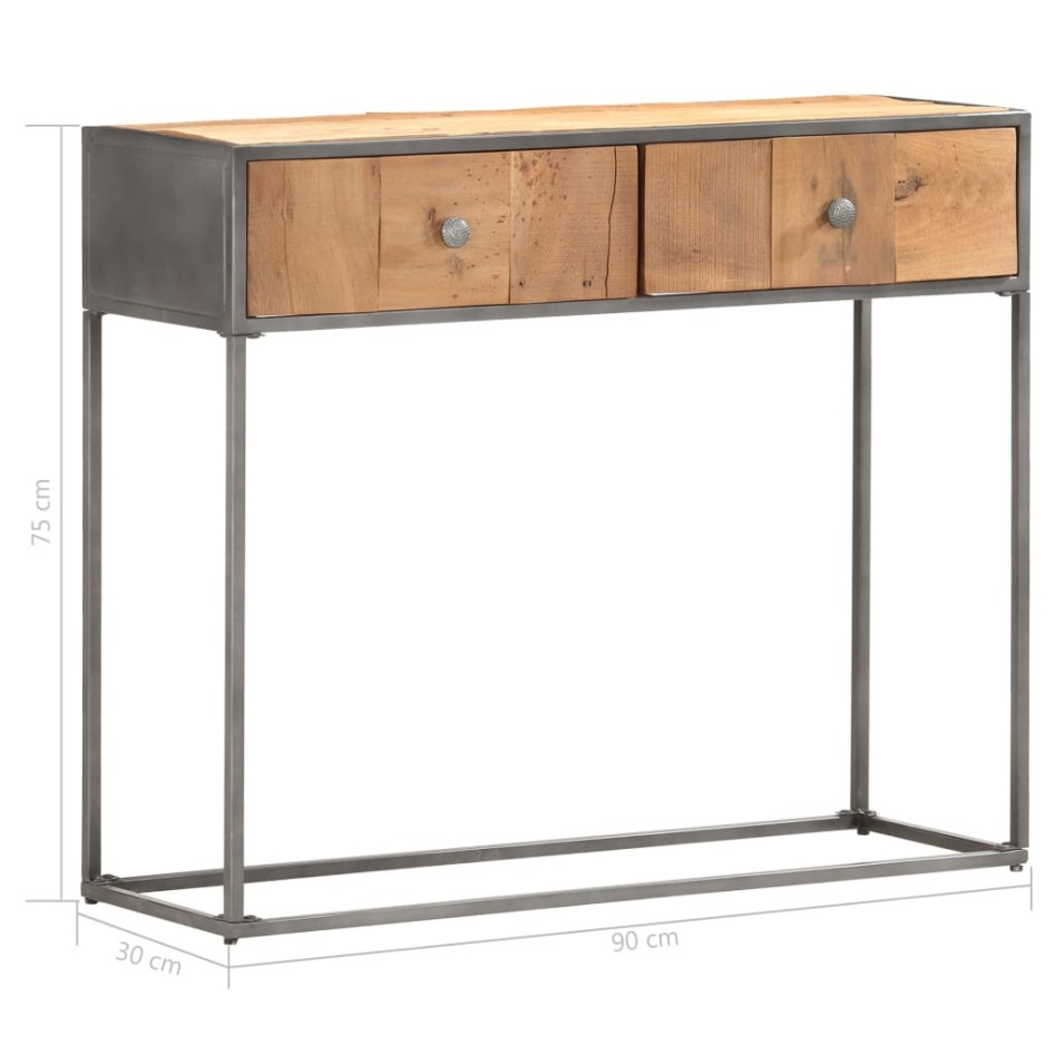 Mesa consola de madera maciza reciclada 90x30x75