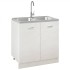Fregadero de cocina doble seno acero inoxidable 800x500x155
