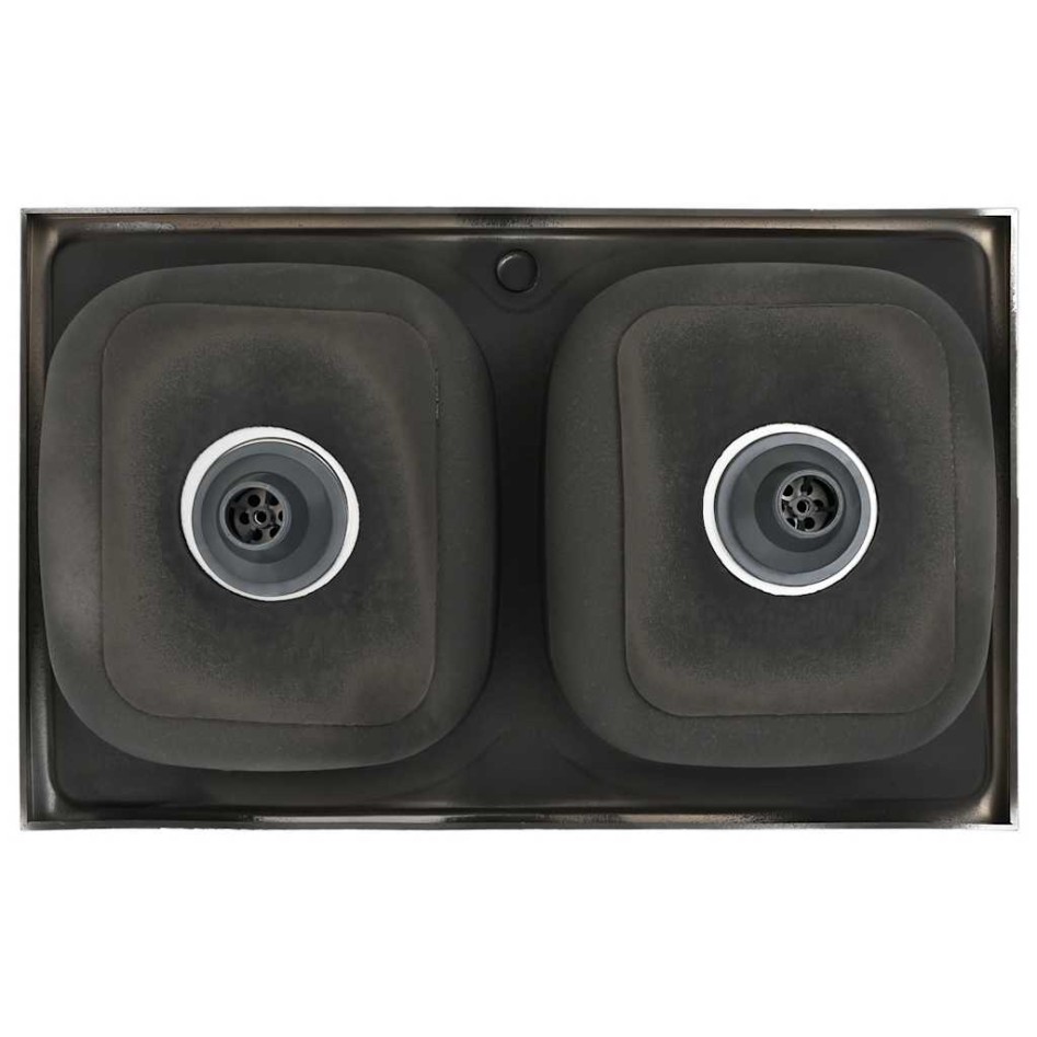 Fregadero de cocina doble seno acero inoxidable 800x500x155