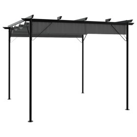 Pérgola con tejado retráctil acero gris antracita 3x3m 180
