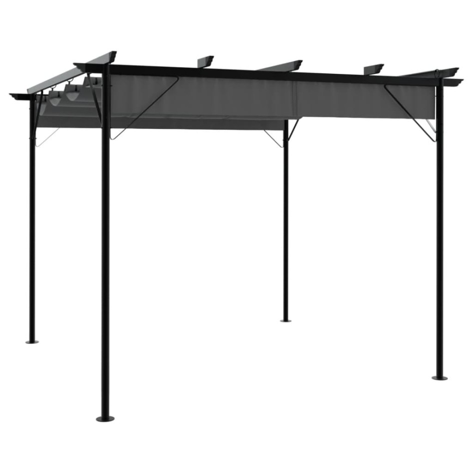 Pérgola con tejado retráctil acero gris antracita 3x3m 180