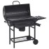 Parrilla de barril ruedas y estantes acero negro 115x85x95