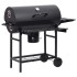 Parrilla de barril ruedas y estantes acero negro 115x85x95