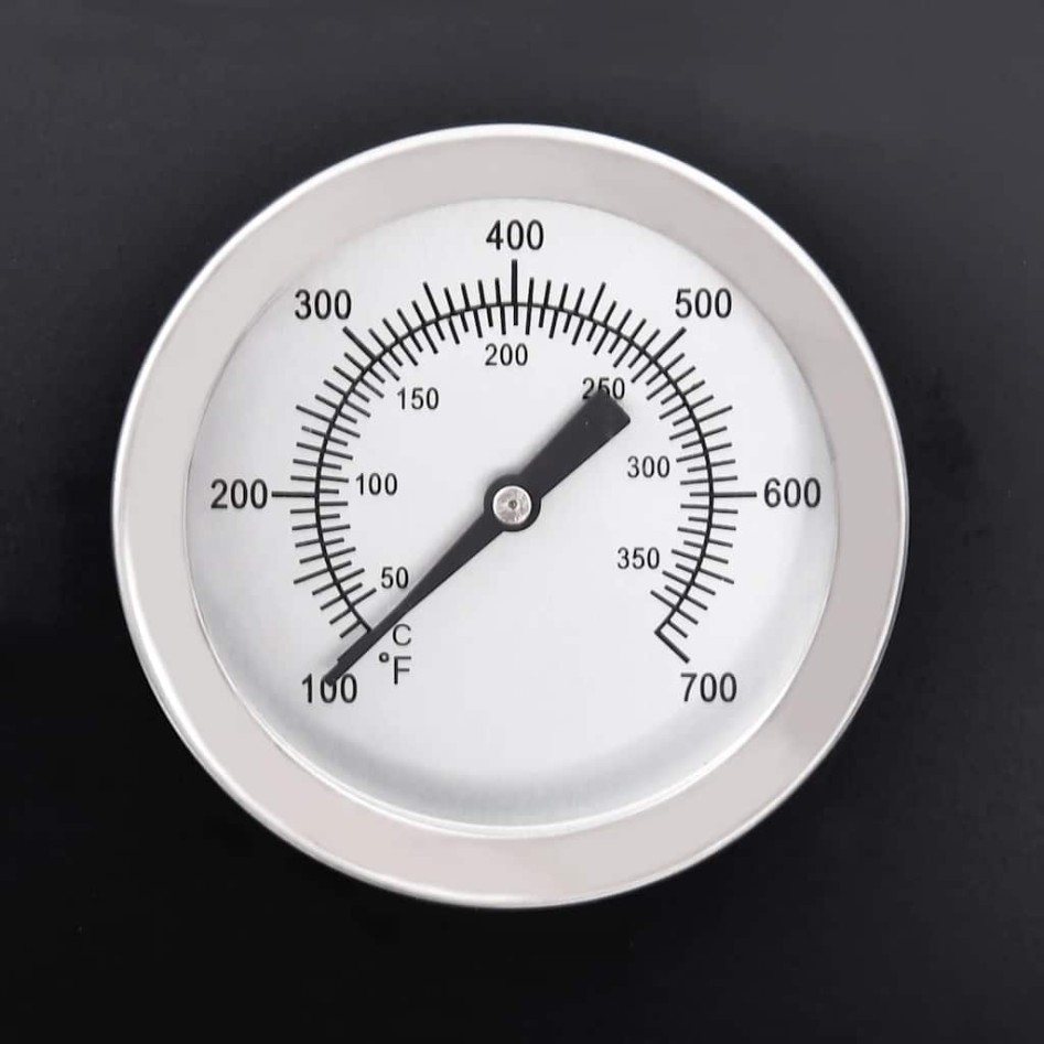 Parrilla de barril ruedas y estantes acero negro 115x85x95