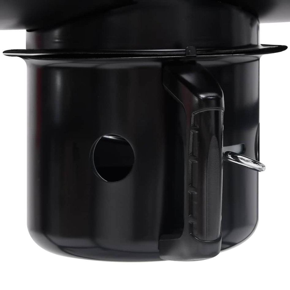 Parrilla de barril ruedas y estantes acero negro 115x85x95