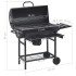 Parrilla de barril ruedas y estantes acero negro 115x85x95