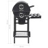 Parrilla de barril ruedas y estantes acero negro 115x85x95