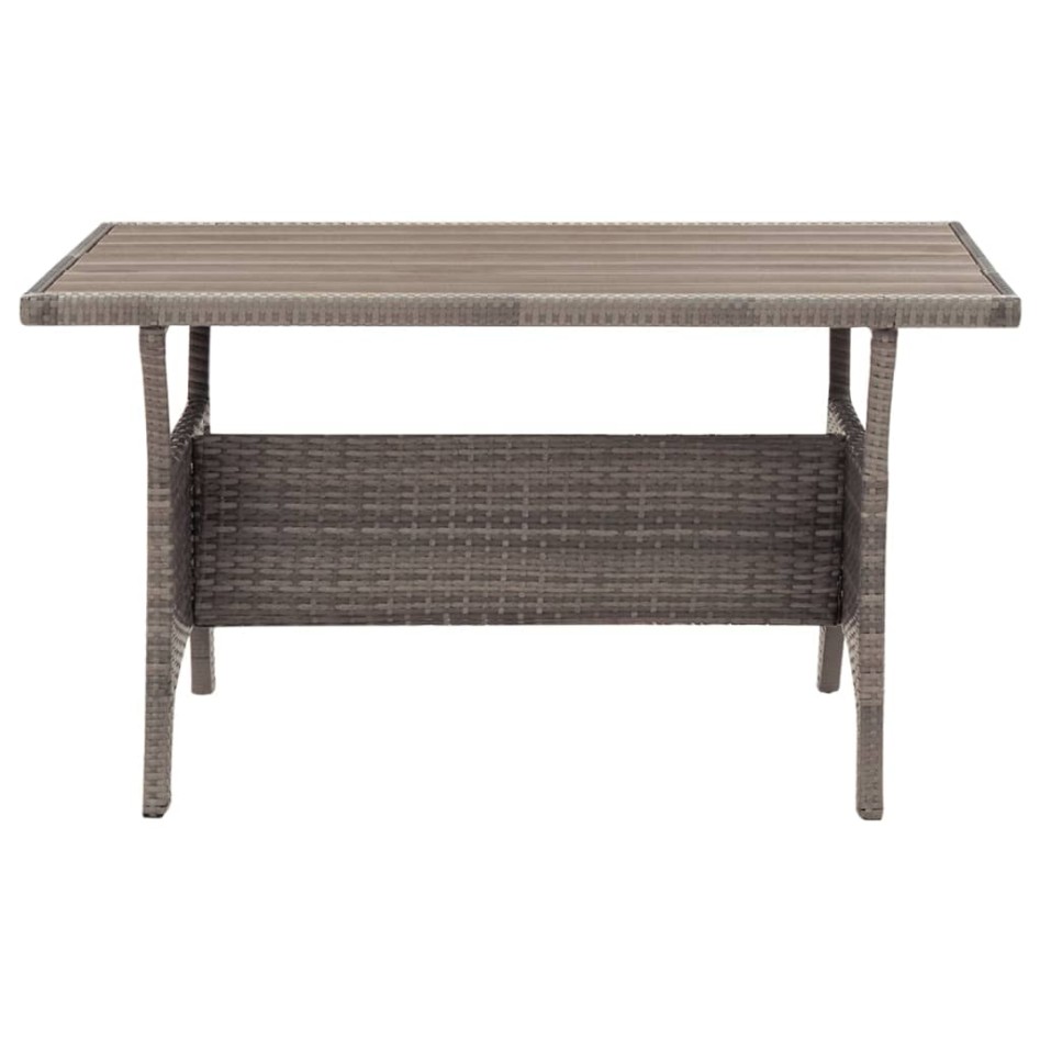 Mesa de jardín ratán sintético gris 120x70x66