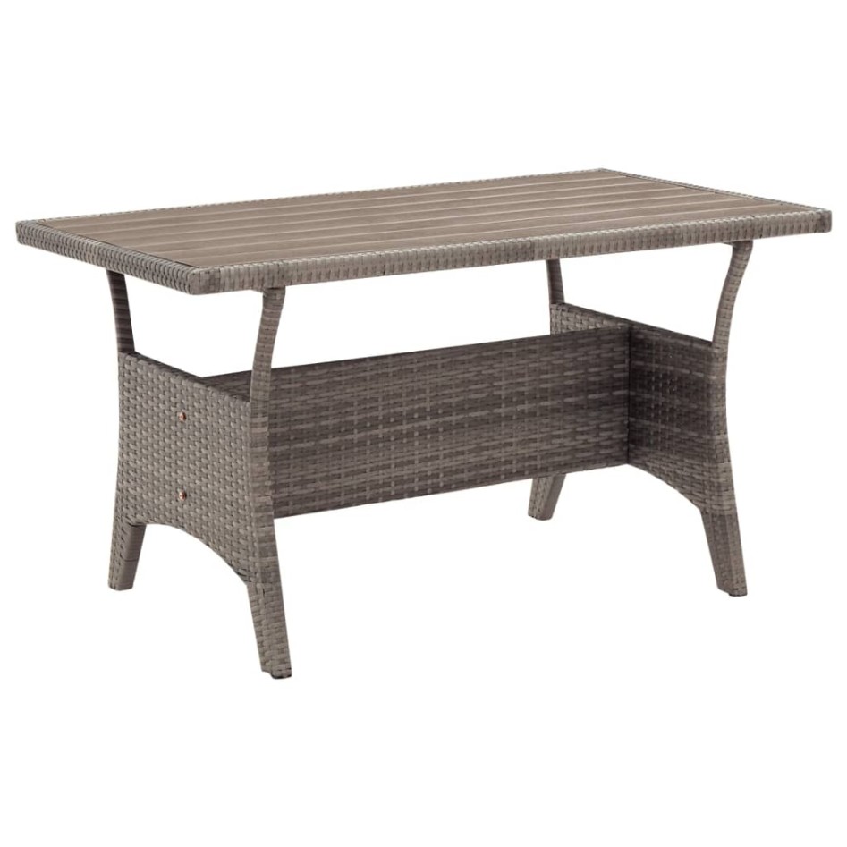 Mesa de jardín ratán sintético gris 120x70x66