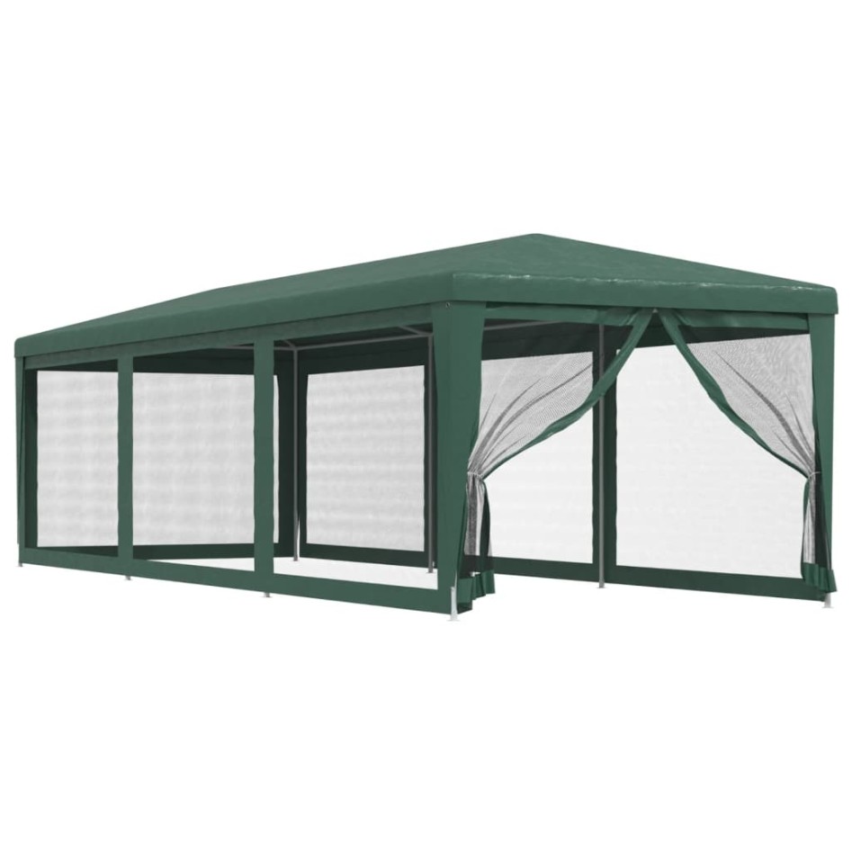 Carpa para fiestas con 8 paredes de malla HDPE verde 3x9