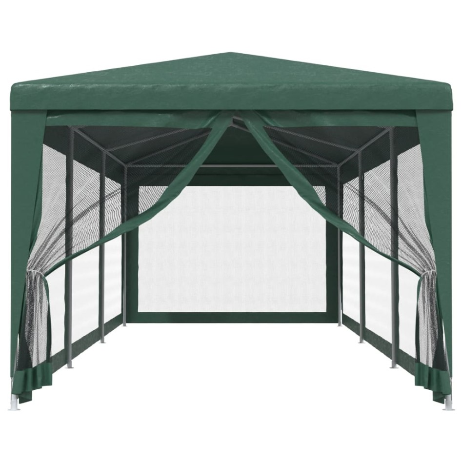 Carpa para fiestas con 8 paredes de malla HDPE verde 3x9