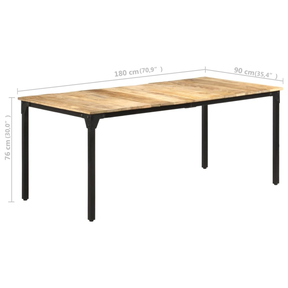 Mesa de comedor madera de mango rugosa 180x90x76
