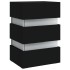 Mesita de noche luz LED madera de ingeniería negra 45x35x67