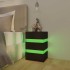 Mesita de noche luz LED madera de ingeniería negra 45x35x67