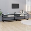 Mueble de TV vidrio templado color mármol blanco 160x40x40,5 cm