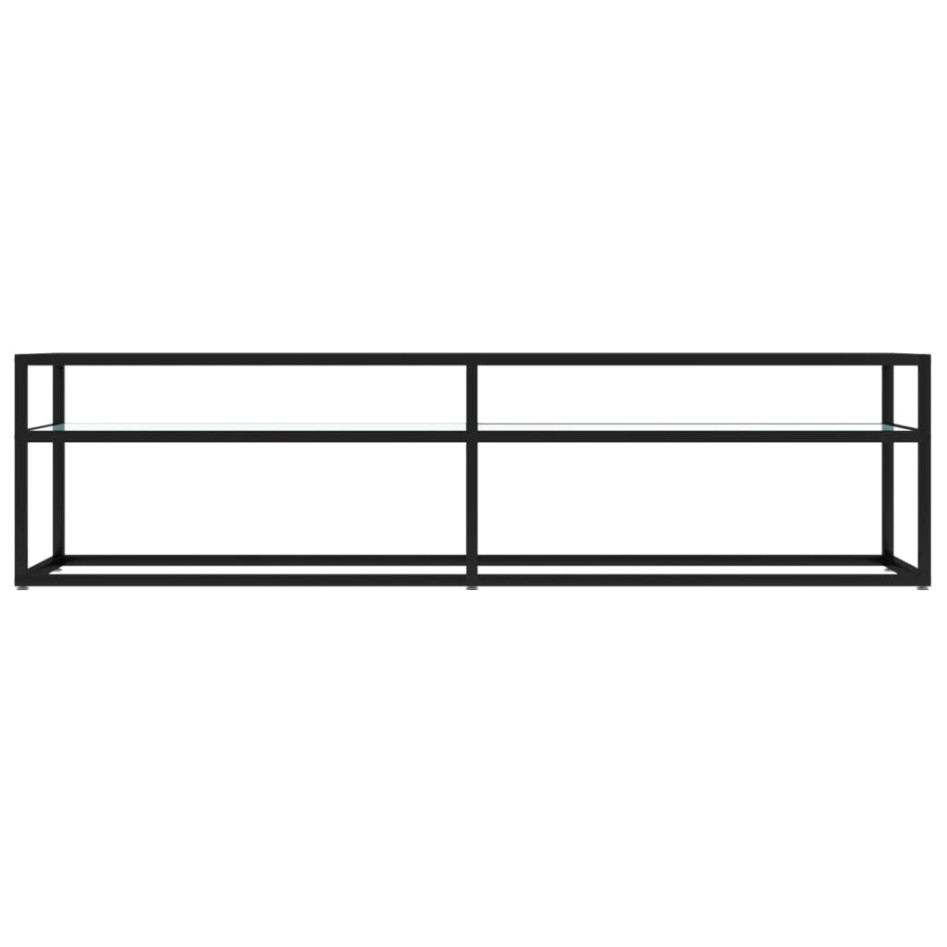 Mueble de TV vidrio templado color mármol blanco 160x40x40,5