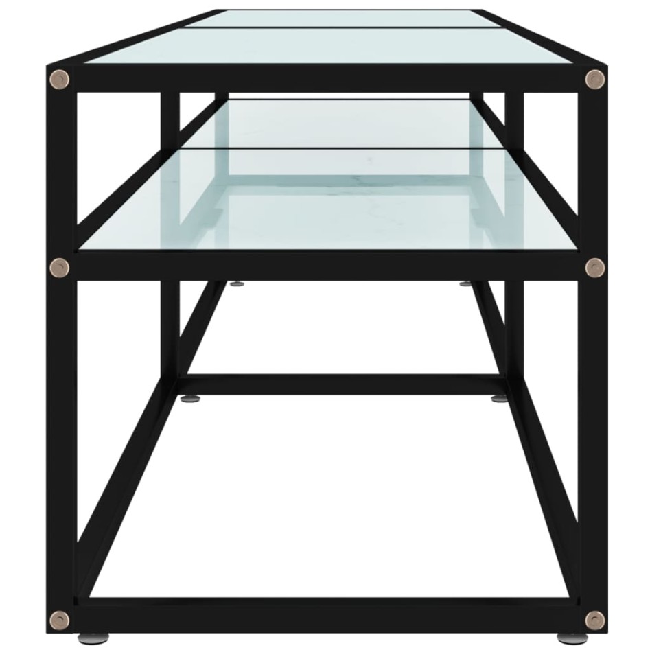 Mueble de TV vidrio templado color mármol blanco 160x40x40,5