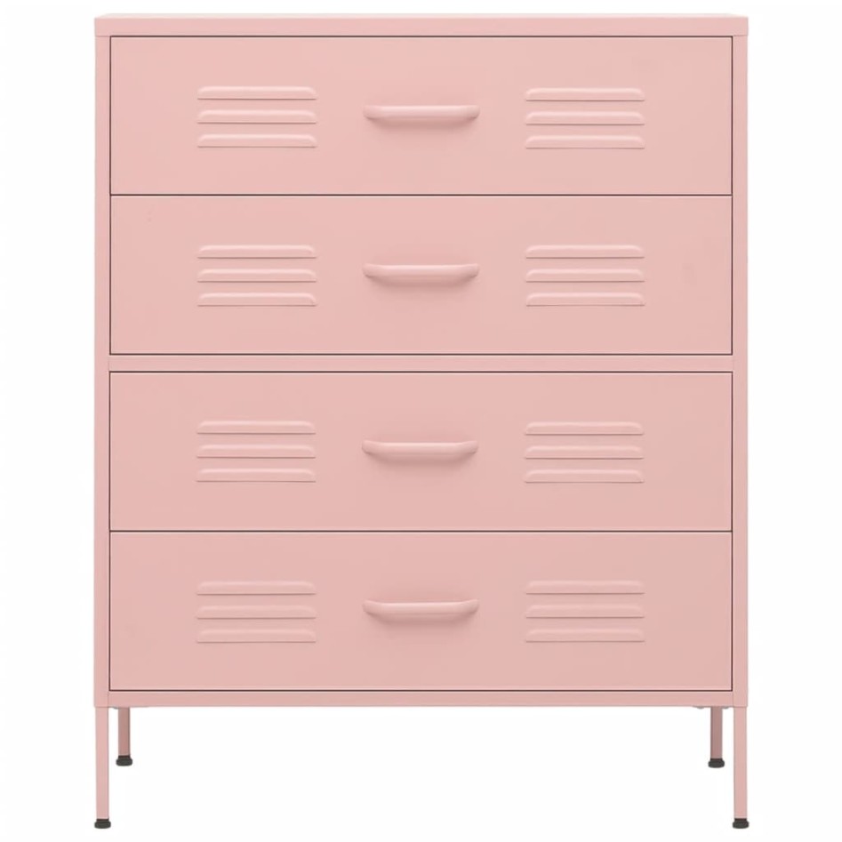 Armario de cajones de acero rosa 80x35x101,5