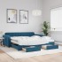 Sofá cama nido con cajones terciopelo azul 100x200