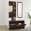 Set mueble zapatero 3 en 1 madera contrachapada roble ahumado