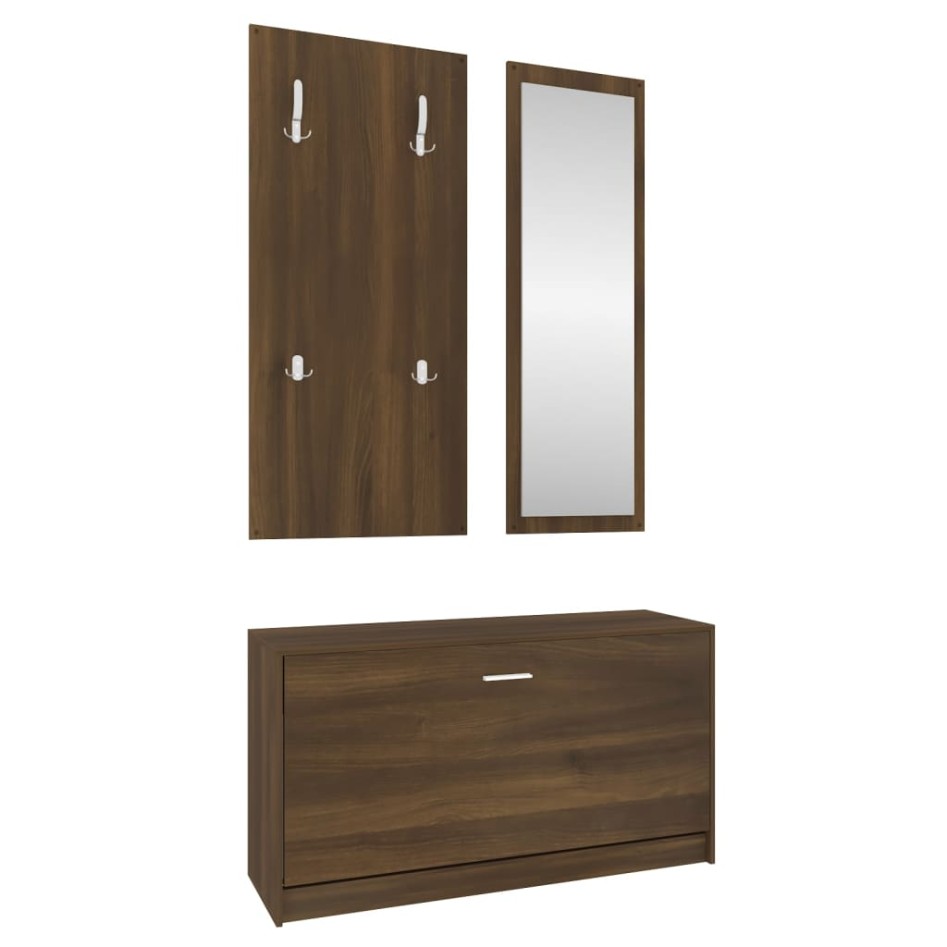 Set de mueble zapatero 3 en 1 madera contrachapada marrón