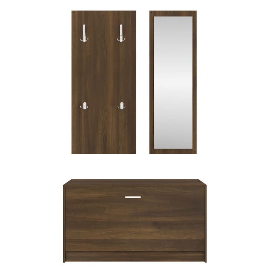 Set de mueble zapatero 3 en 1 madera contrachapada marrón