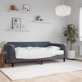 Sofá cama con colchón terciopelo gris oscuro 90x190
