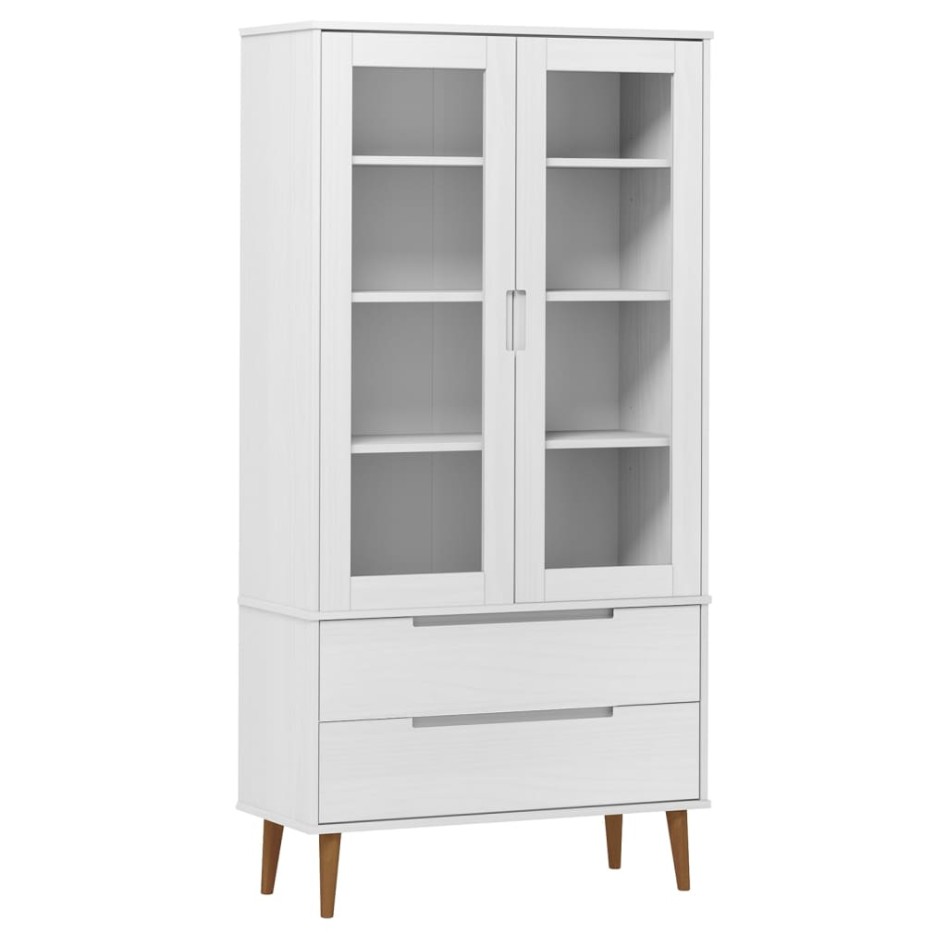 Mueble vitrina MOLDE madera maciza de pino blanco 90x35x175