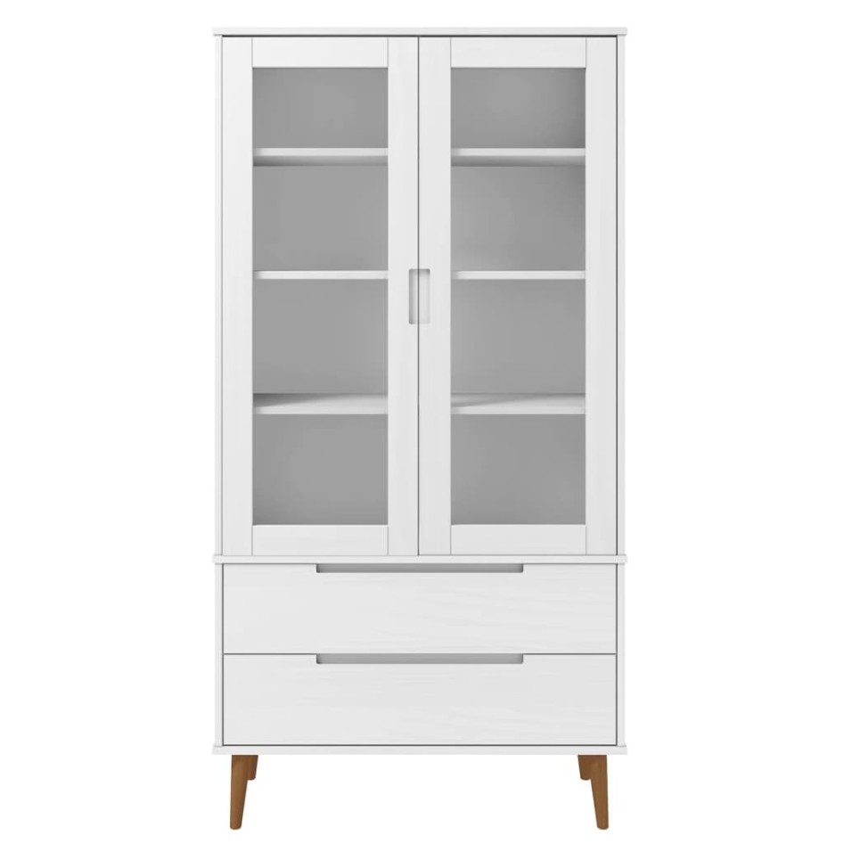 Mueble vitrina MOLDE madera maciza de pino blanco 90x35x175