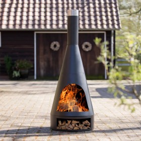 RedFire Chimenea Kingston de acero negro mate 43x120