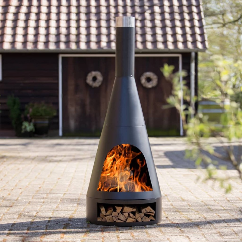 RedFire Chimenea Kingston de acero negro mate 43x120