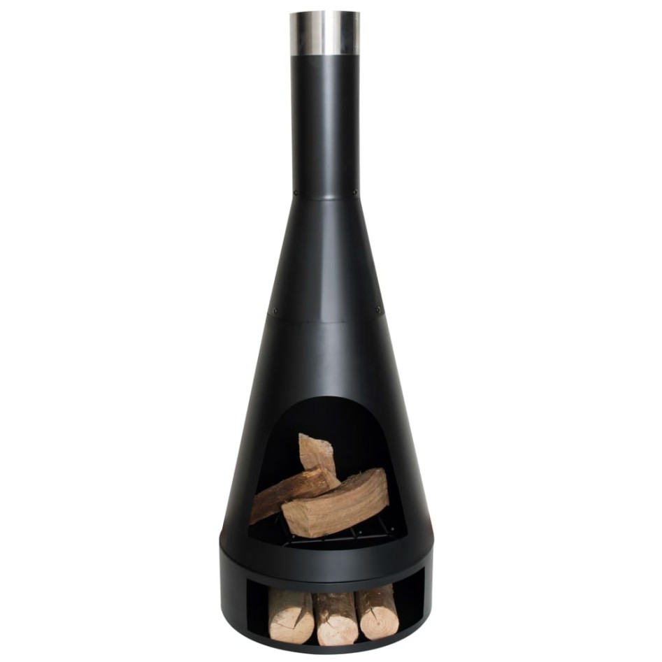 RedFire Chimenea Kingston de acero negro mate 43x120