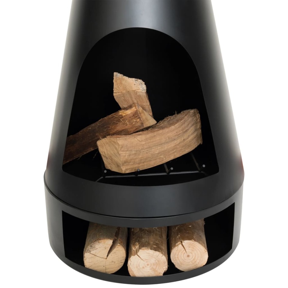 RedFire Chimenea Kingston de acero negro mate 43x120