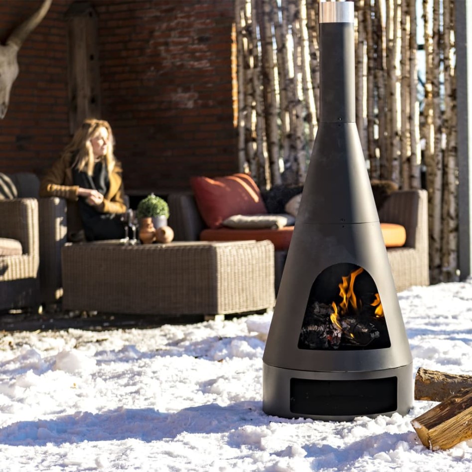 RedFire Chimenea Kingston de acero negro mate 43x120